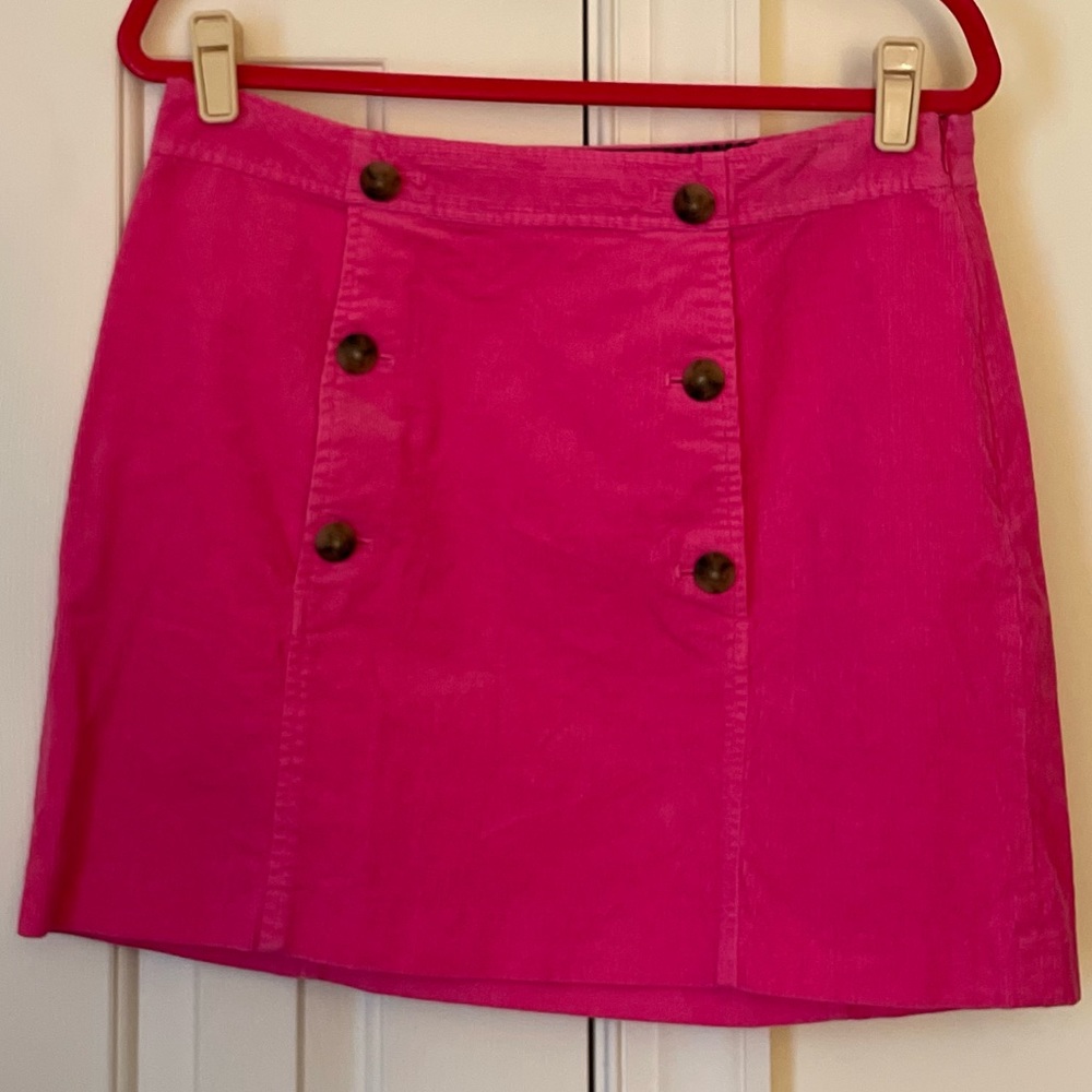 Vineyard Vines Hot Pink Corduroy Skirt with Buttons Size 8